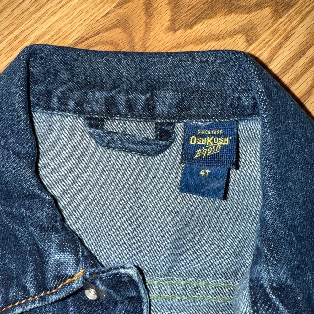 OshKosh B'gosh‎ Upcycled Dark Blue Jean Jacket with Pink Brocade Detail